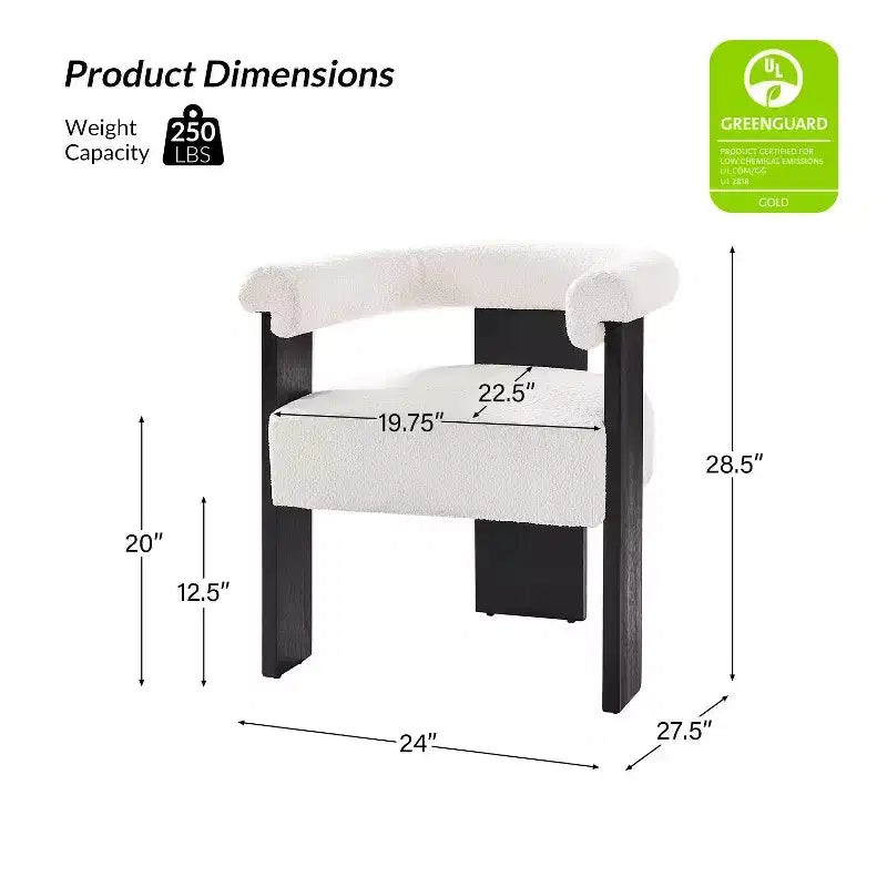 Gerry Boucle Dining Chair Set of 4 With Round Solid Back|ART OF LIVING DESIGNS