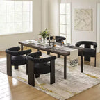 Gerry Boucle Dining Chair Set of 4 With Round Solid Back|ART OF LIVING DESIGNS