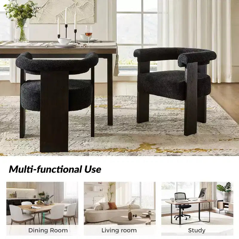 Gerry Boucle Dining Chair Set of 4 With Round Solid Back|ART OF LIVING DESIGNS