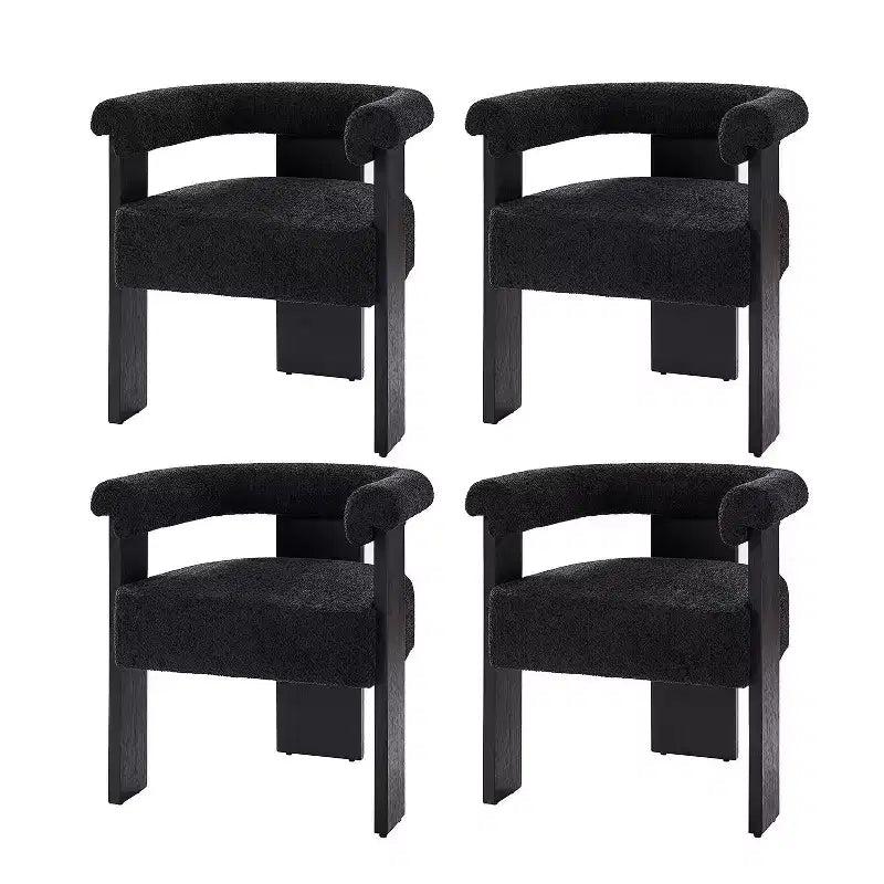 Gerry Boucle Dining Chair Set of 4 With Round Solid Back|ART OF LIVING DESIGNS