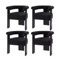 Gerry Boucle Dining Chair Set of 4 With Round Solid Back|ART OF LIVING DESIGNS