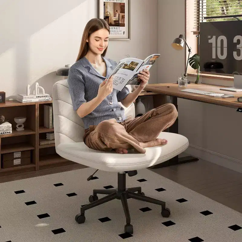 Yaheetech Fabric Swivel Desk Chair Office Chair for Home Office