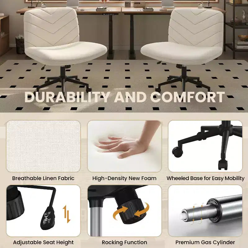 Yaheetech Fabric Swivel Desk Chair Office Chair for Home Office