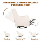 Luxury Power Motion Recliner with USB Charging, Swivel, and Lumbar Support for Nursery Comfort