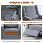 Luxury Power Motion Recliner with USB Charging, Swivel, and Lumbar Support for Nursery Comfort