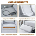Luxury Power Motion Recliner with USB Charging, Swivel, and Lumbar Support for Nursery Comfort