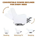 Luxury Power Motion Recliner with USB Charging, Swivel, and Lumbar Support for Nursery Comfort