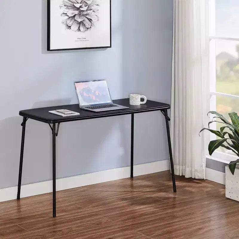 VECELO 4ft Plastic Folding Table with Hanging Bag Indoor Outdoor Heavy Duty Portable Table with Handle/Lock for Picnic Black