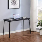 VECELO 4ft Plastic Folding Table with Hanging Bag Indoor Outdoor Heavy Duty Portable Table with Handle/Lock for Picnic Black