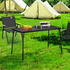 VECELO 4ft Plastic Folding Table with Hanging Bag Indoor Outdoor Heavy Duty Portable Table with Handle/Lock for Picnic Black
