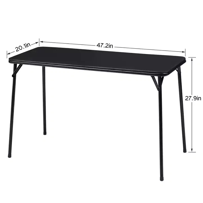 VECELO 4ft Plastic Folding Table with Hanging Bag Indoor Outdoor Heavy Duty Portable Table with Handle/Lock for Picnic Black