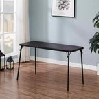 VECELO 4ft Plastic Folding Table with Hanging Bag Indoor Outdoor Heavy Duty Portable Table with Handle/Lock for Picnic Black