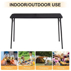 VECELO 4ft Plastic Folding Table with Hanging Bag Indoor Outdoor Heavy Duty Portable Table with Handle/Lock for Picnic Black