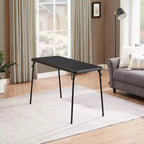 VECELO 4ft Plastic Folding Table with Hanging Bag Indoor Outdoor Heavy Duty Portable Table with Handle/Lock for Picnic Black