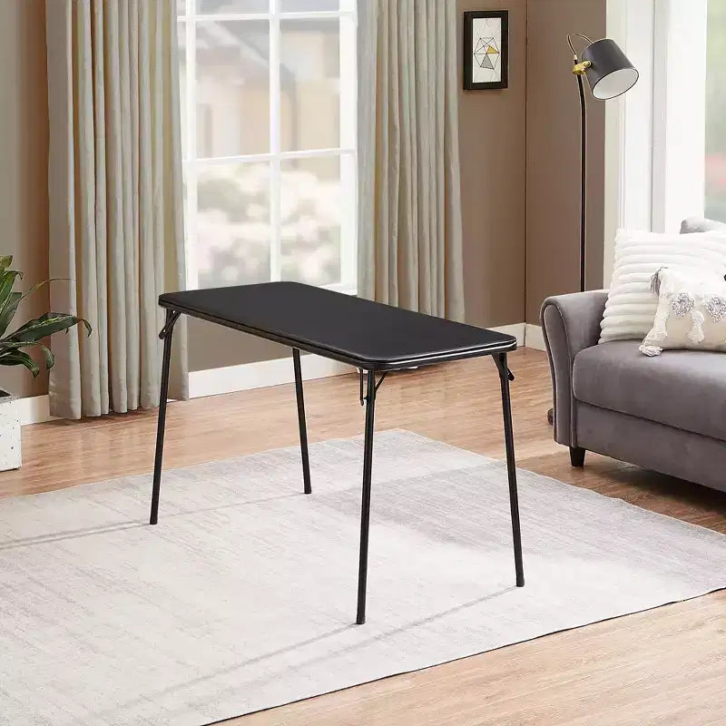 VECELO 4ft Plastic Folding Table with Hanging Bag Indoor Outdoor Heavy Duty Portable Table with Handle/Lock for Picnic Black