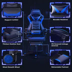 Sedia da gaming ELECWISH con poggiapiedi, supporto lombare, sedia da computer traspirante con cuscino a molle insacchettate, sedie per adulti