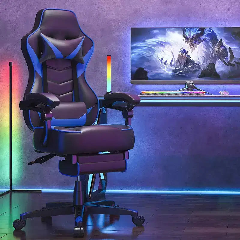 Sedia da gaming ELECWISH con poggiapiedi, supporto lombare, sedia da computer traspirante con cuscino a molle insacchettate, sedie per adulti