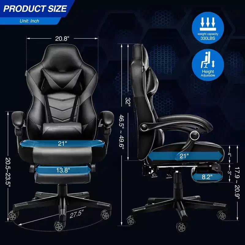 Sedia da gaming ELECWISH con poggiapiedi, supporto lombare, sedia da computer traspirante con cuscino a molle insacchettate, sedie per adulti