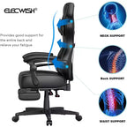 Sedia da gaming ELECWISH con poggiapiedi, supporto lombare, sedia da computer traspirante con cuscino a molle insacchettate, sedie per adulti