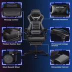 Sedia da gaming ELECWISH con poggiapiedi, supporto lombare, sedia da computer traspirante con cuscino a molle insacchettate, sedie per adulti