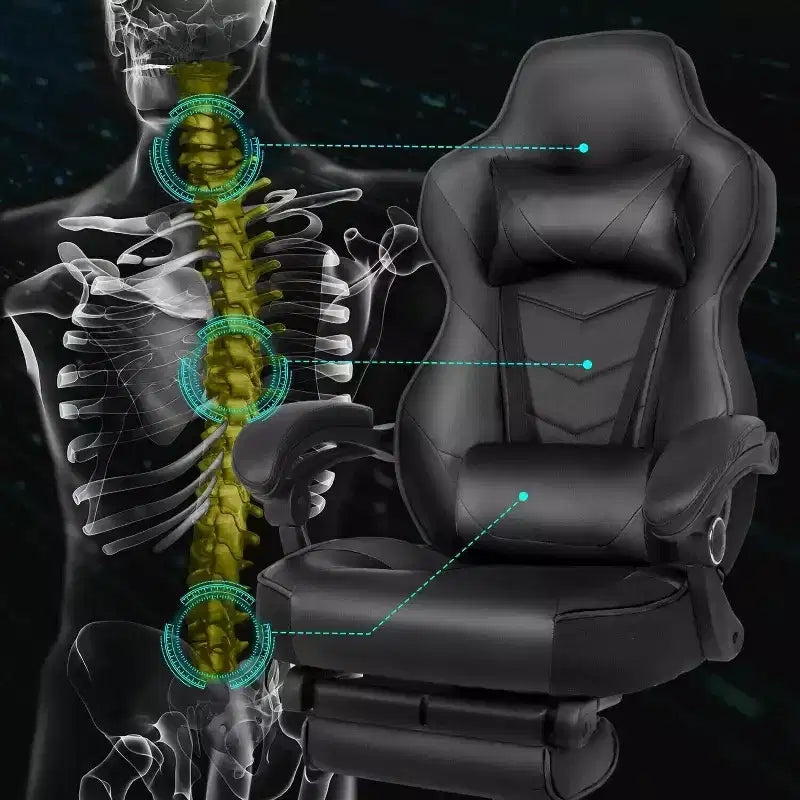 Sedia da gaming ELECWISH con poggiapiedi, supporto lombare, sedia da computer traspirante con cuscino a molle insacchettate, sedie per adulti