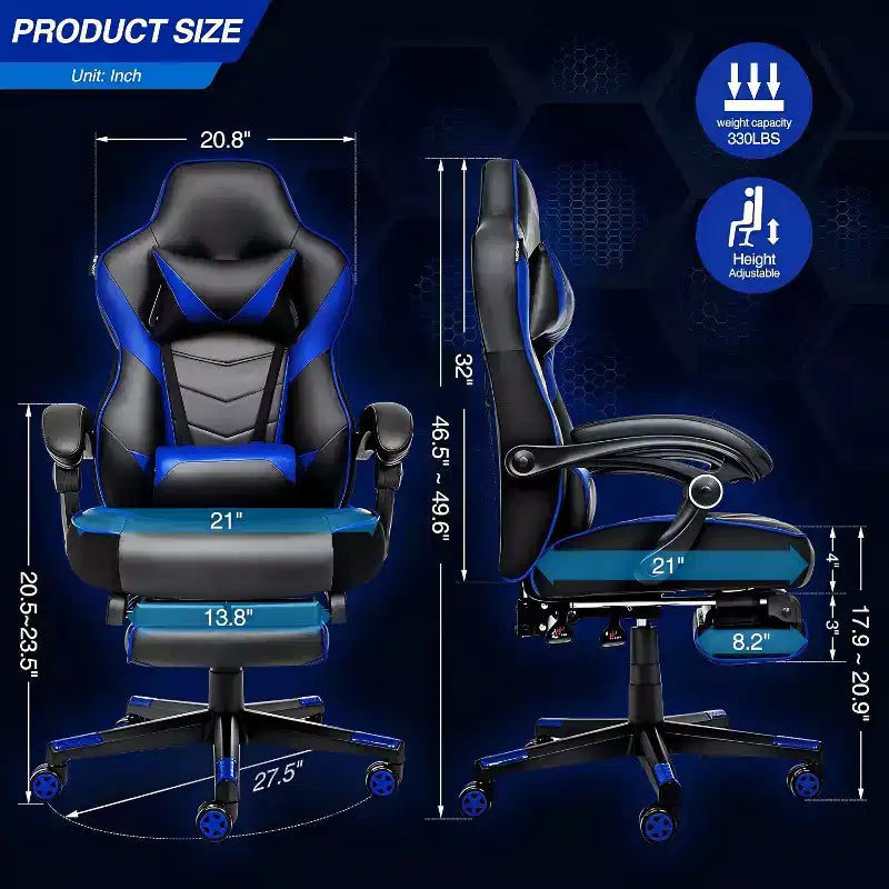 Sedia da gaming ELECWISH con poggiapiedi, supporto lombare, sedia da computer traspirante con cuscino a molle insacchettate, sedie per adulti