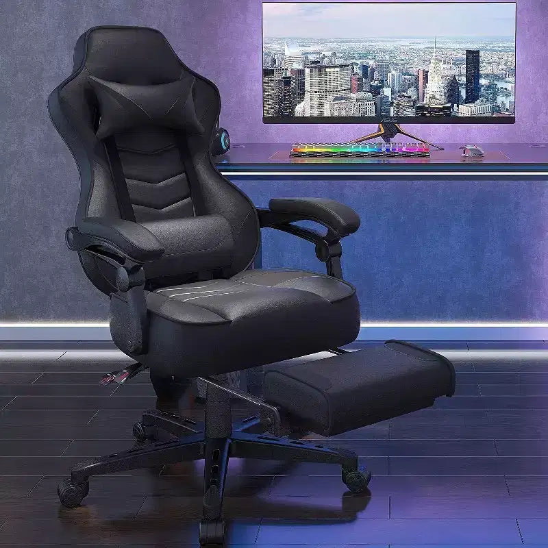 ELECWISH Gaming Chair with Footrest, Lumbar Support, Breathable Computer Chair with Pocket Spring Cushion, Chairs for Adults