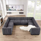 192 U Shape Chenille Sectional Couch, 8 Seater Oversized Modular Sofa Set for Living Room Office-Morden Fort