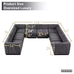 192 U Shape Chenille Sectional Couch, 8 Seater Oversized Modular Sofa Set for Living Room Office-Morden Fort