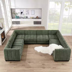 192 U Shape Chenille Sectional Couch, 8 Seater Oversized Modular Sofa Set for Living Room Office-Morden Fort