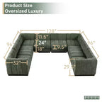 192 U Shape Chenille Sectional Couch, 8 Seater Oversized Modular Sofa Set for Living Room Office-Morden Fort