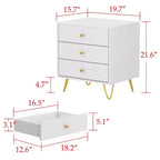 Comodino Bianco Alla Moda Famapy 3 Cassetti Scorrevoli Bello e Resistente