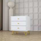 Comodino Bianco Alla Moda Famapy 3 Cassetti Scorrevoli Bello e Resistente