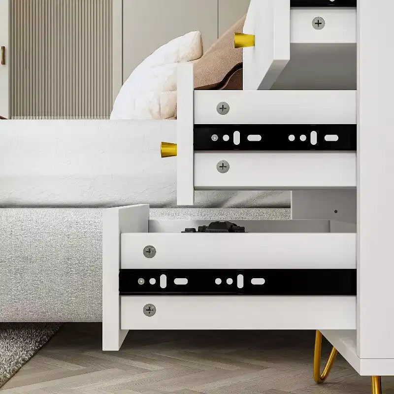 Comodino Bianco Alla Moda Famapy 3 Cassetti Scorrevoli Bello e Resistente
