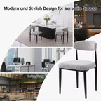 Modern 5-Piece Faux Marble Dining Table with Boucle Armless Chairs in Grey Dining Room Set for Kitchen -Morden Fort