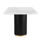 Modern 5-Piece Faux Marble Dining Table with Boucle Armless Chairs in Grey Dining Room Set for Kitchen -Morden Fort