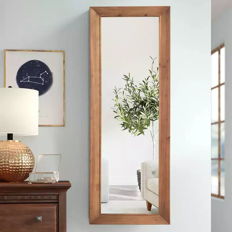 PexFix - Specchio decorativo rettangolare moderno a figura intera con cornice in legno massello, 53,3 cm L x 162,5 cm H, marrone