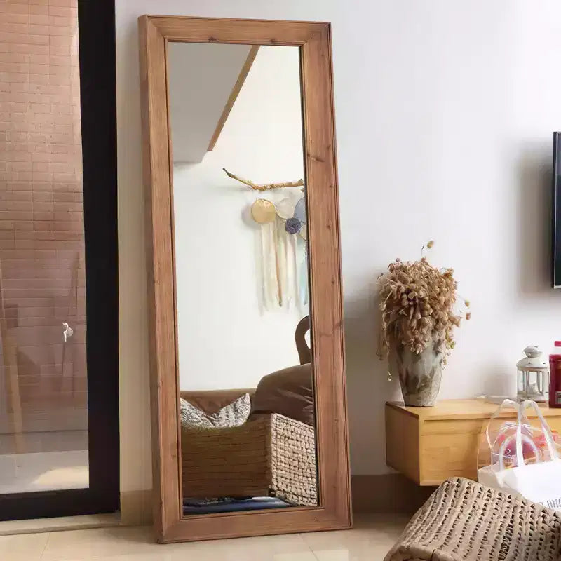 PexFix - Specchio decorativo rettangolare moderno a figura intera con cornice in legno massello, 53,3 cm L x 162,5 cm H, marrone