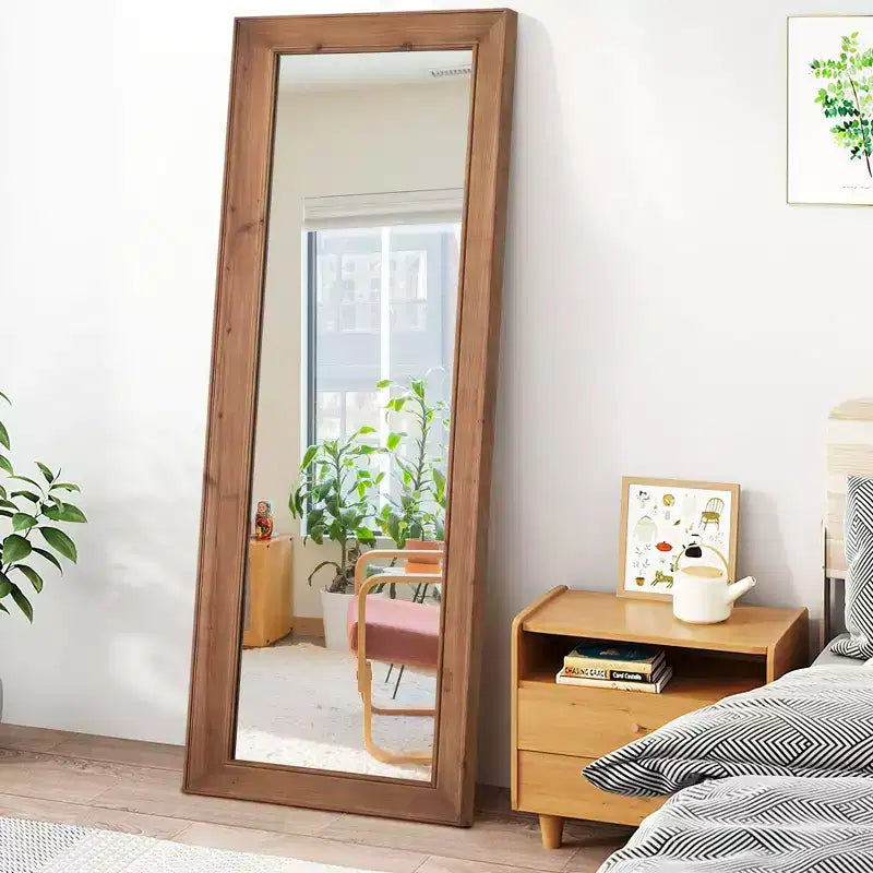 PexFix - Specchio decorativo rettangolare moderno a figura intera con cornice in legno massello, 53,3 cm L x 162,5 cm H, marrone