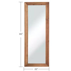PexFix - Specchio decorativo rettangolare moderno a figura intera con cornice in legno massello, 53,3 cm L x 162,5 cm H, marrone