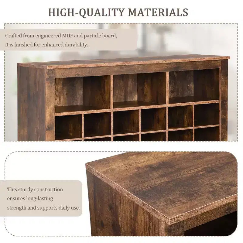 Whisen Rustic Shoe Storage Cabinet, Entryway Shoe Rack with 24-Shoe Cubby Console and Curved Base