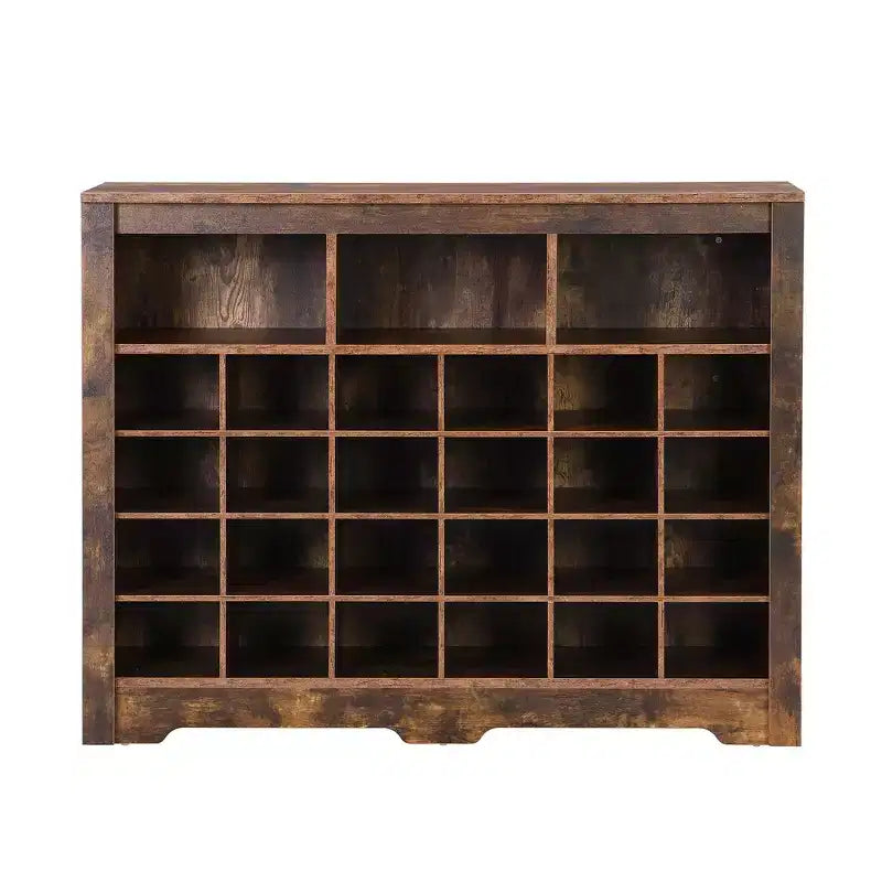 Whisen Rustic Shoe Storage Cabinet, Entryway Shoe Rack with 24-Shoe Cubby Console and Curved Base