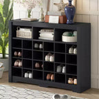 Whisen Rustic Shoe Storage Cabinet, Entryway Shoe Rack with 24-Shoe Cubby Console and Curved Base