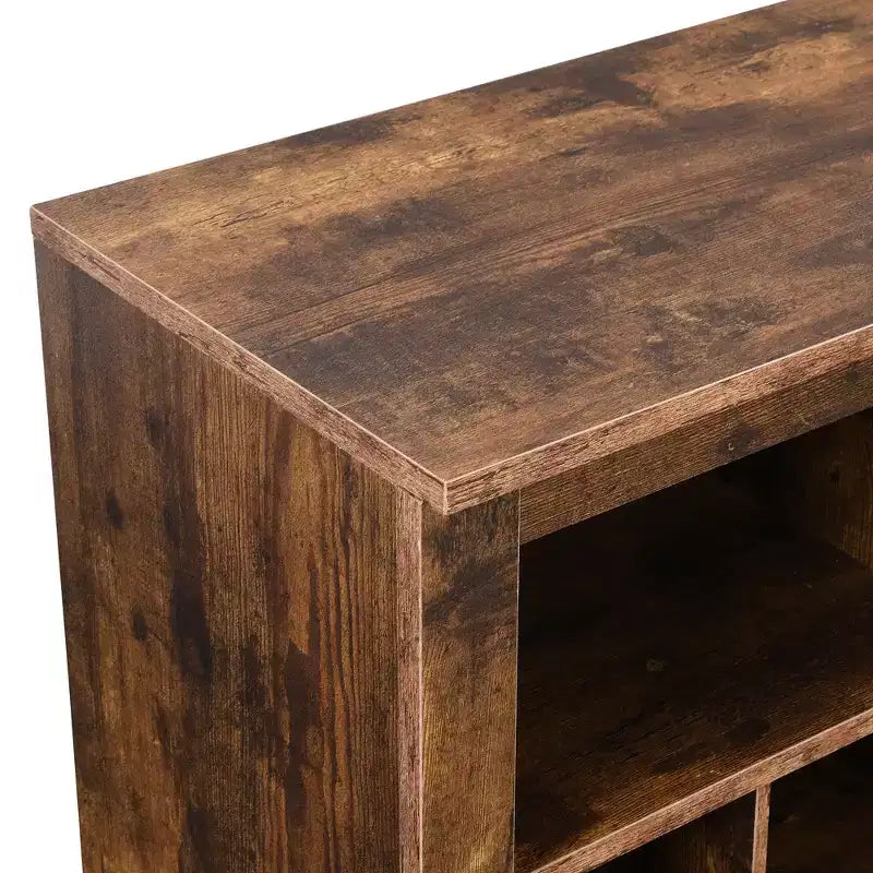 Whisen Rustic Shoe Storage Cabinet, Entryway Shoe Rack with 24-Shoe Cubby Console and Curved Base