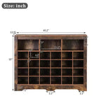 Whisen Rustic Shoe Storage Cabinet, Entryway Shoe Rack with 24-Shoe Cubby Console and Curved Base