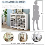 Whisen Rustic Shoe Storage Cabinet, Entryway Shoe Rack with 24-Shoe Cubby Console and Curved Base