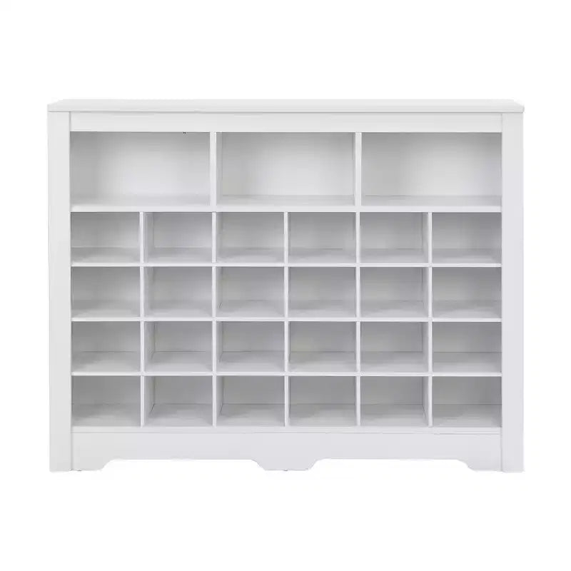 Whisen Rustic Shoe Storage Cabinet, Entryway Shoe Rack with 24-Shoe Cubby Console and Curved Base
