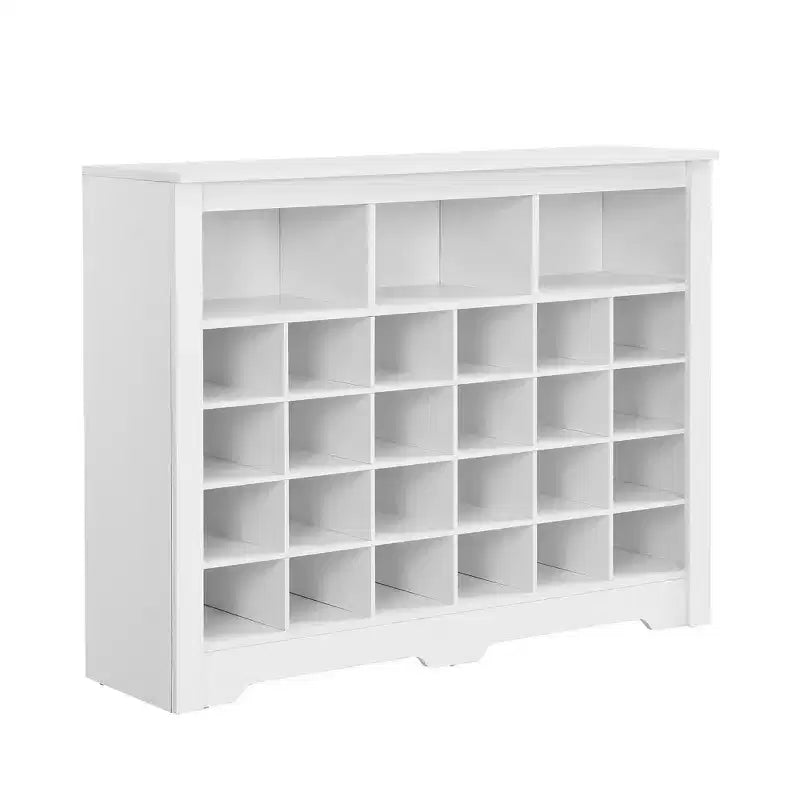 Whisen Rustic Shoe Storage Cabinet, Entryway Shoe Rack with 24-Shoe Cubby Console and Curved Base