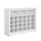 Whisen Rustic Shoe Storage Cabinet, Entryway Shoe Rack with 24-Shoe Cubby Console and Curved Base