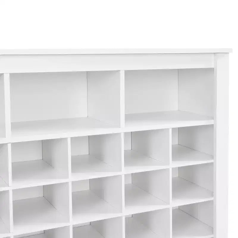 Whisen Rustic Shoe Storage Cabinet, Entryway Shoe Rack with 24-Shoe Cubby Console and Curved Base